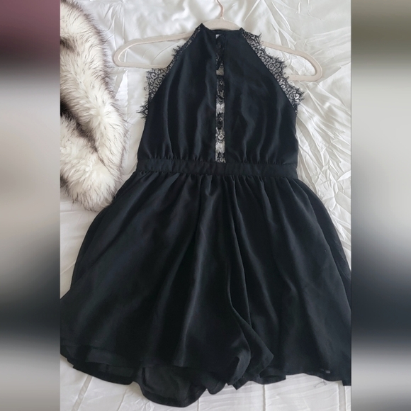 L'atiste By Amy - Black Lace Romper - Size Small - Picture 1 of 7